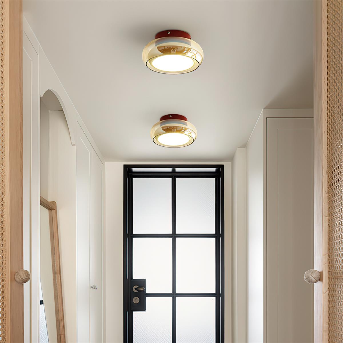 Retro Glass Flush Mount LED Ceiling Light - 3 Color Temps
