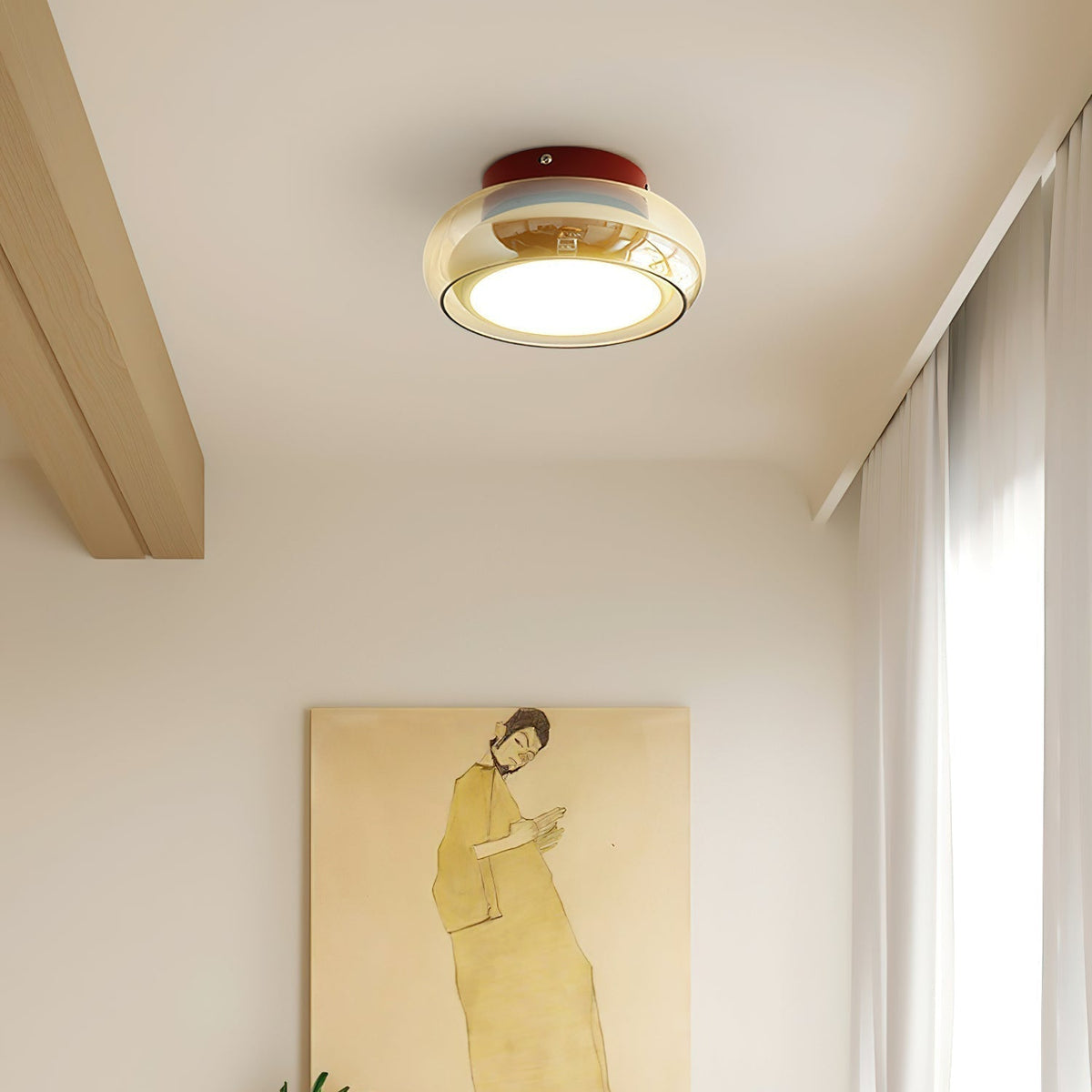 Retro Glass Flush Mount LED Ceiling Light - 3 Color Temps