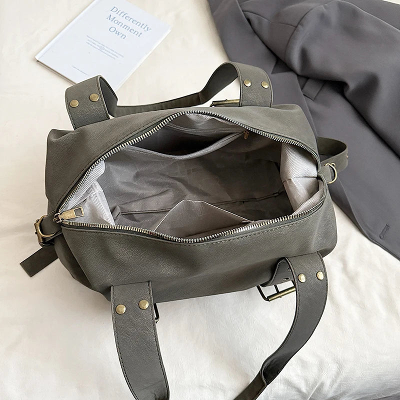 Structured Baguette Shoulder Bag – Studded Vegan Leather