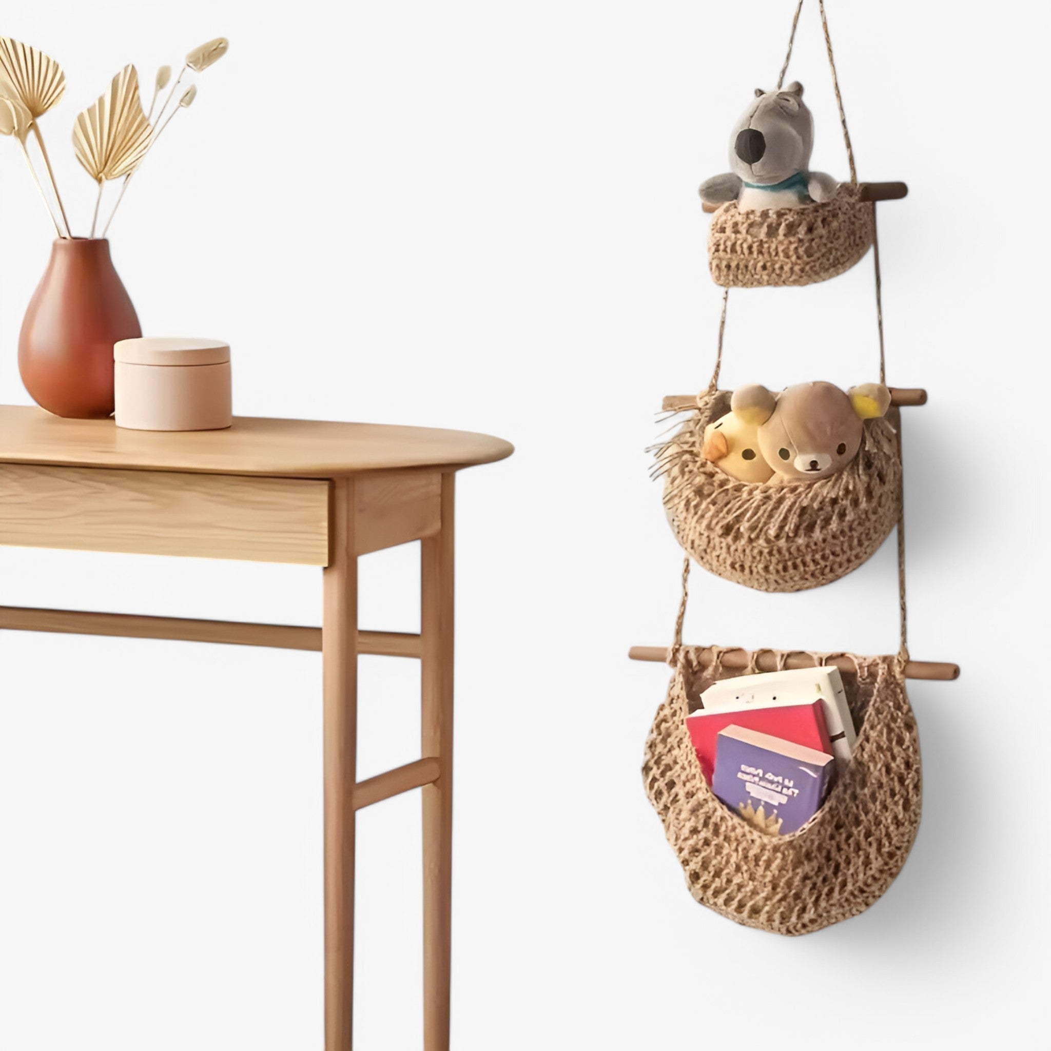 Mila | 3-etagers hængende frugtkurv i jute - - house & garden - {{ product_tags }