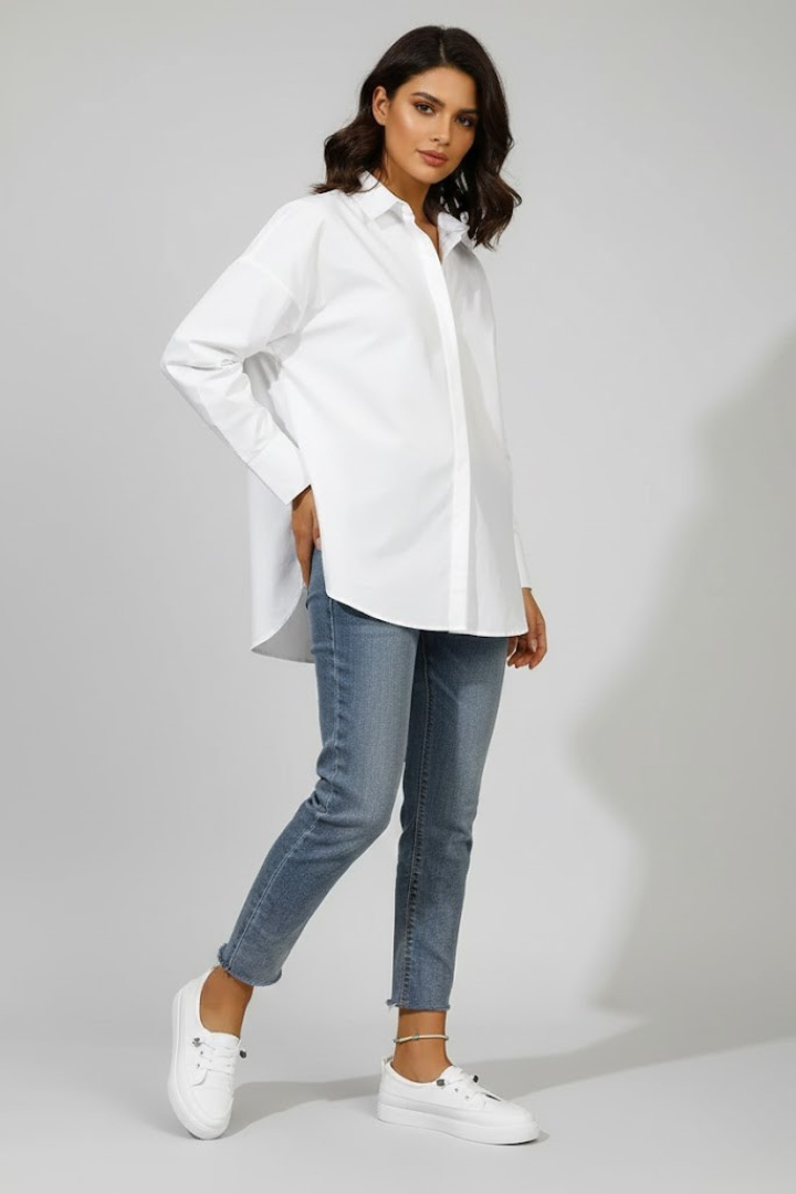 Women's Sneakers with Round Toe and Flat Sole in White - View 2.0 | Roselva
