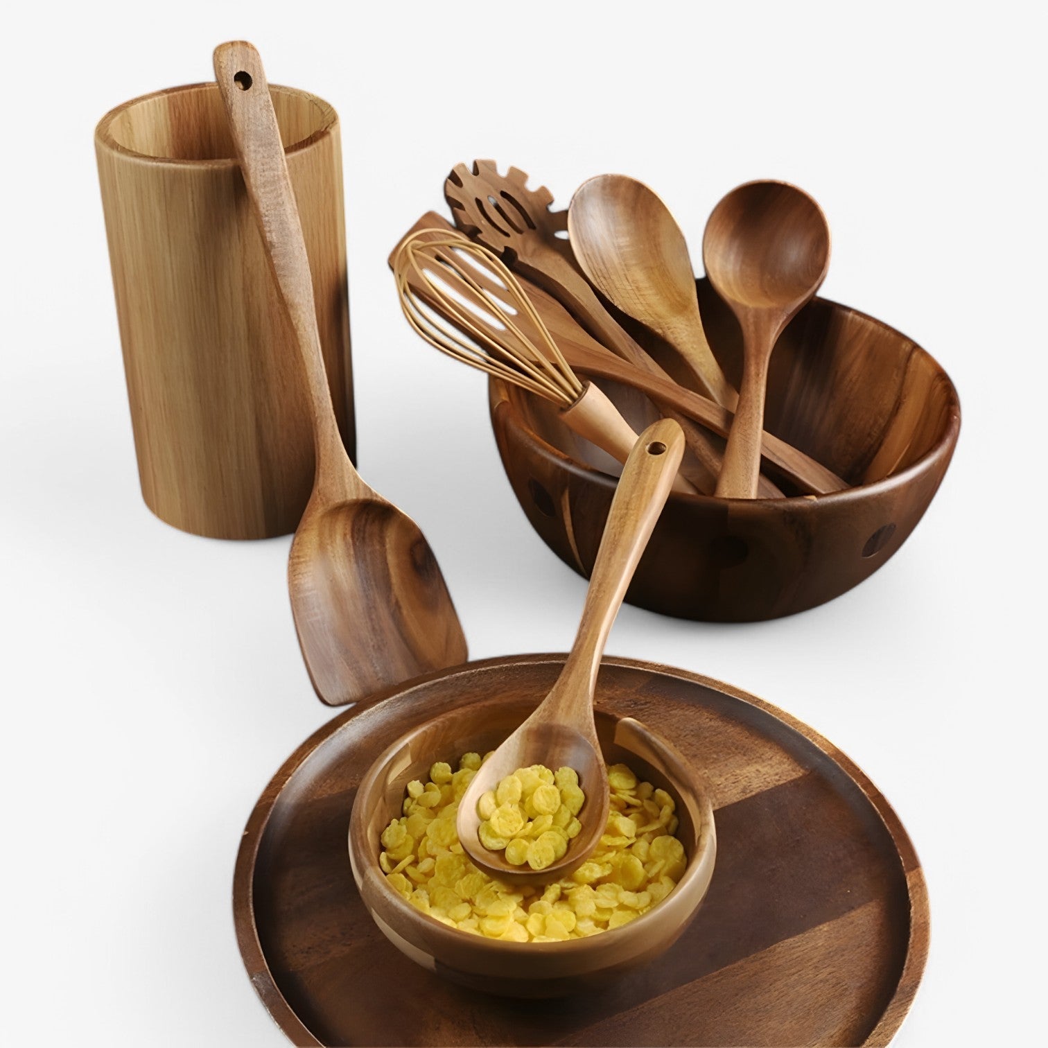 Olivia | 7 - delt træ kogesæt - naturligt, bæredygtigt og non - stick - - house & garden - {{ product_tags }