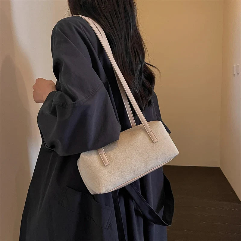 Compact Barrel Underarm Bag – Small Zip Shoulder Tote