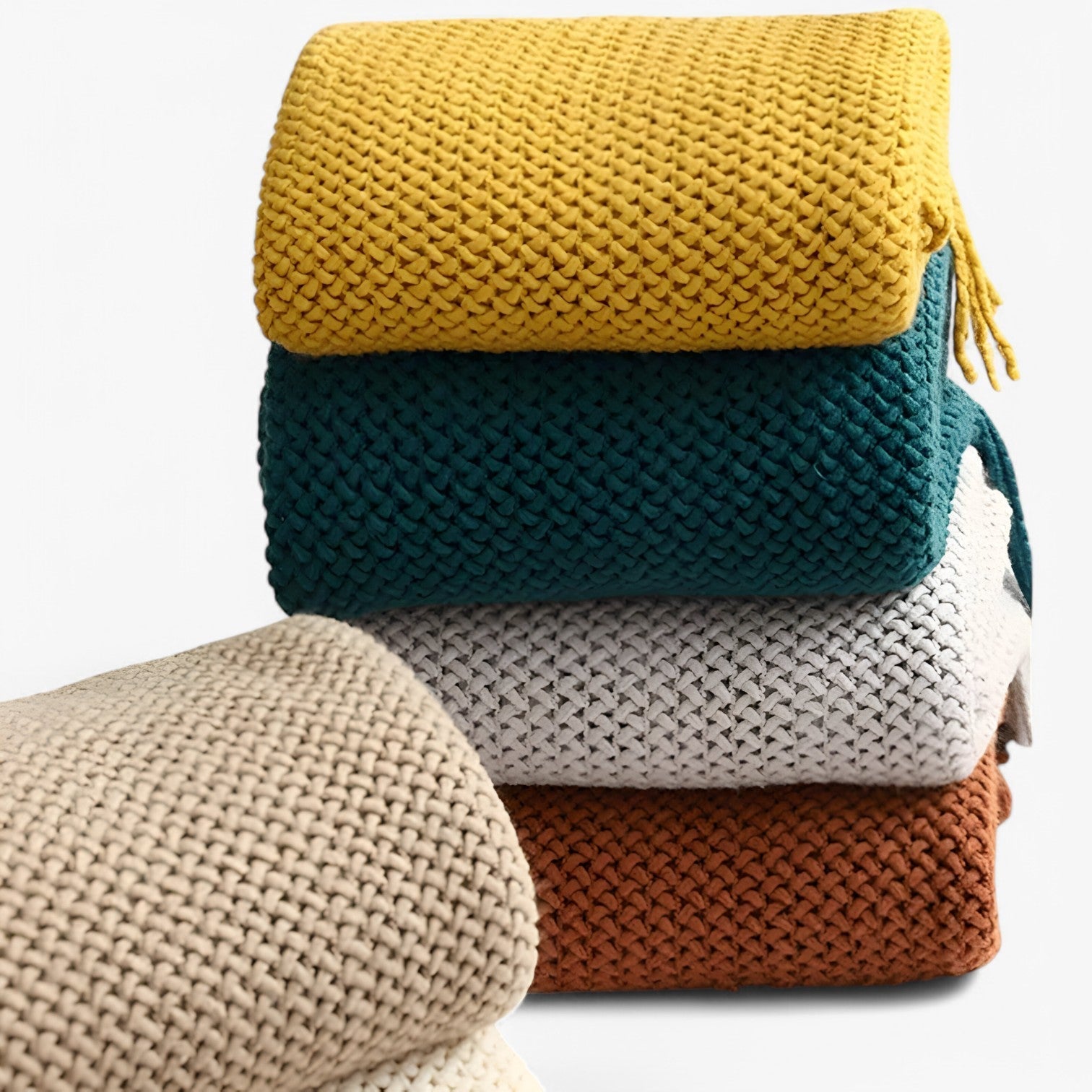 Chiara | Hyggeligt strikket plaid - blød, varm og stilfuld med frynser - Grå - house & garden - {{ product_tags }