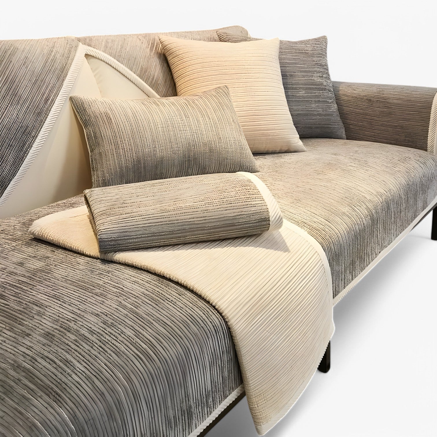 Cade | Stribet Chenille Sofabetræk - Beskytter & Udsmykker Din Sofa - - house & garden - {{ product_tags }