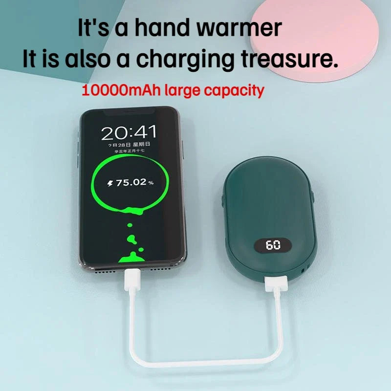 2-in-1 Rechargeable Hand Warmer & Power Bank - USB Pocket Heater