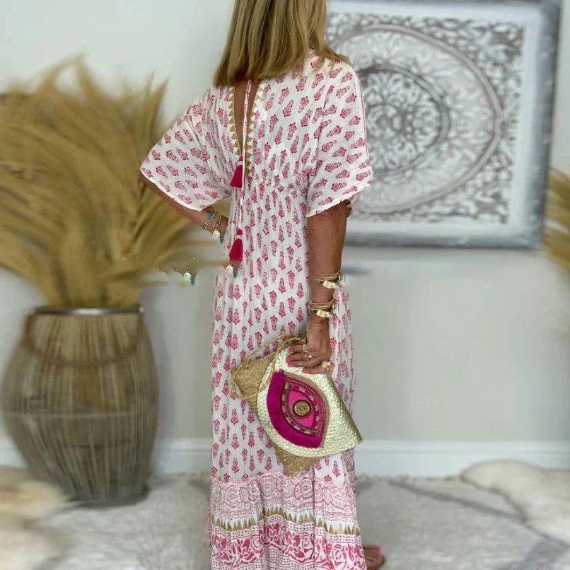 Women's Boho Short-Sleeve Maxi Dress – Boho