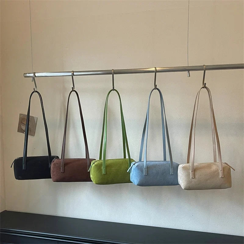 Compact Barrel Underarm Bag – Small Zip Shoulder Tote