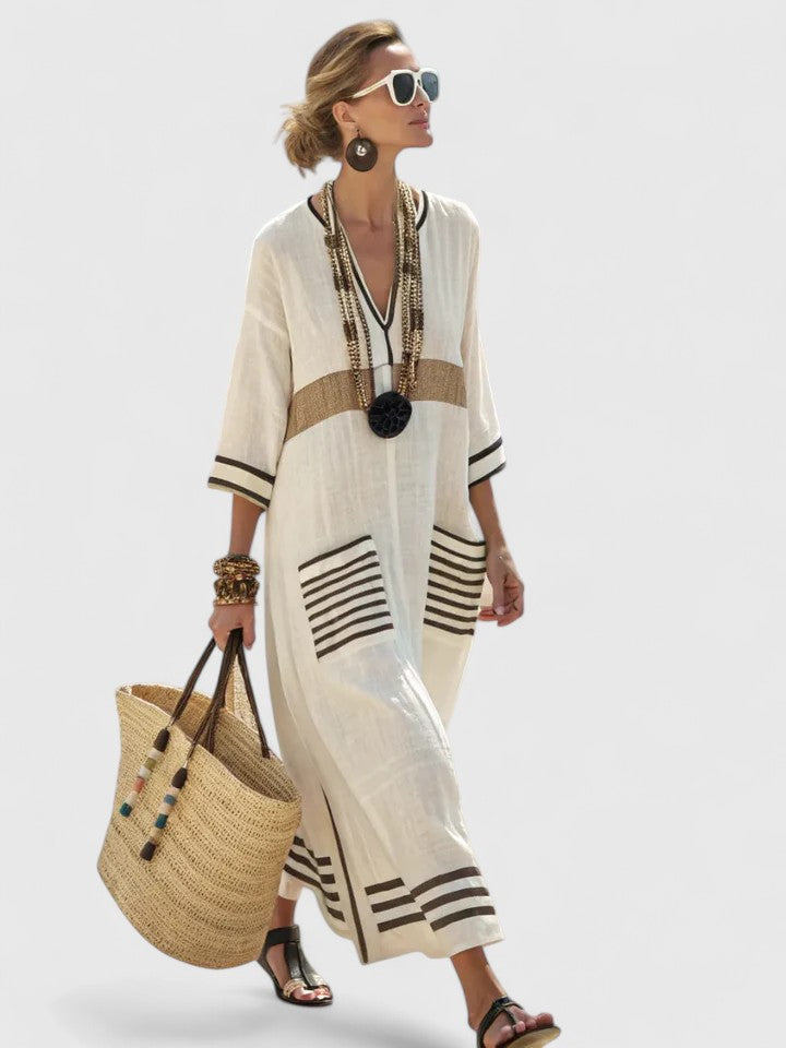 Women's V-Neck Maxi Dress – Elegant Occasion Wear