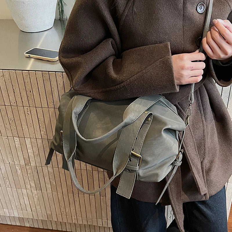 Structured Baguette Shoulder Bag – Studded Vegan Leather