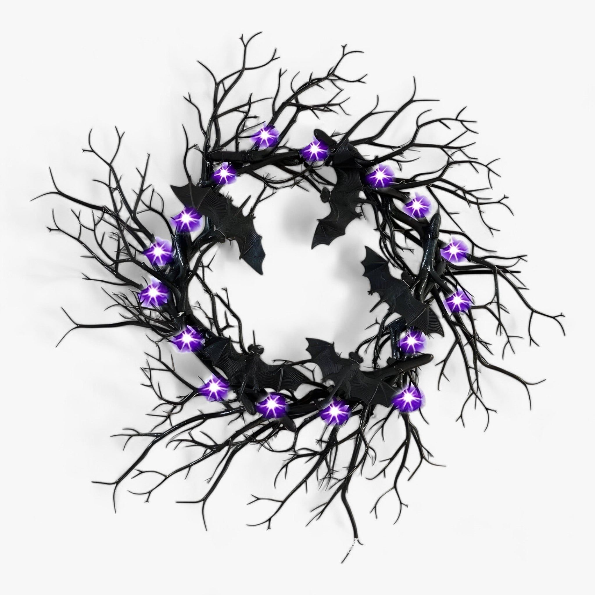 home & garden : Halloween Fleermuis en Spin Decoratie - Angstaanjagende LED voor Deuren en Ramen - Paarse Vleermuis in Paarse spin van Pantino
