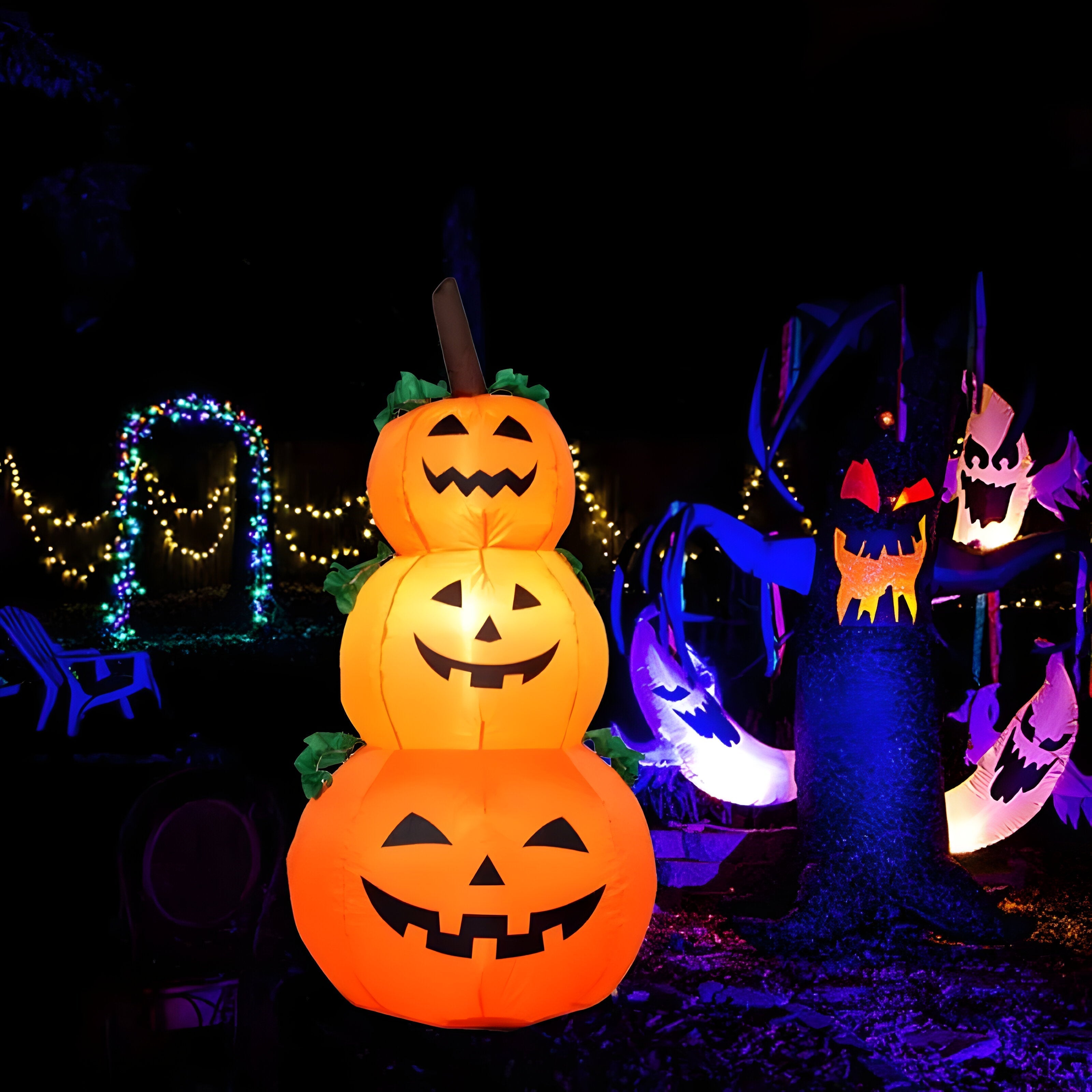 home & garden : Opblaasbare Pompoen met LED - Angstaanjagende Decoratie voor Buitenshuis Halloween - Rood in van Pantino