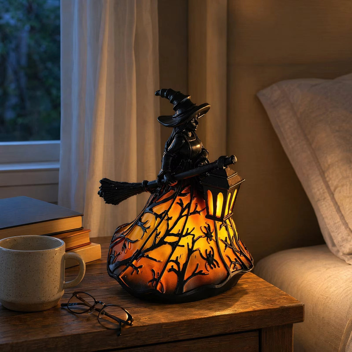 Gothic Vintage Witch Lantern - Flameless LED Design 30cm
