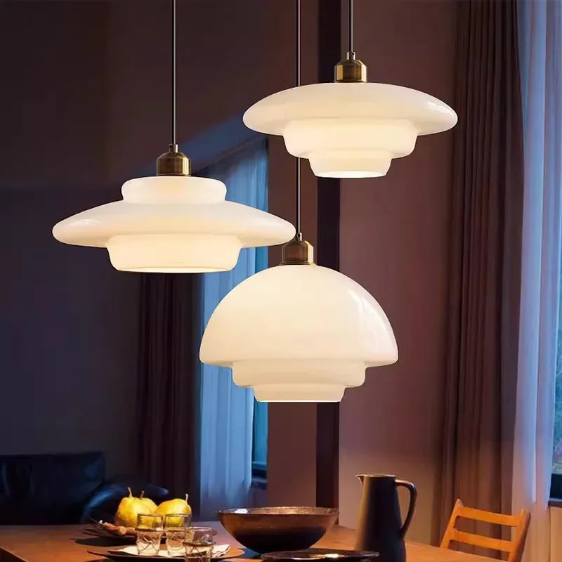 Calistre - Mid-Century Milky Glass Pendant Light