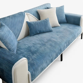 Cade | Stribet Chenille Sofabetræk - Beskytter & Udsmykker Din Sofa - lysegrå - house & garden - {{ product_tags }