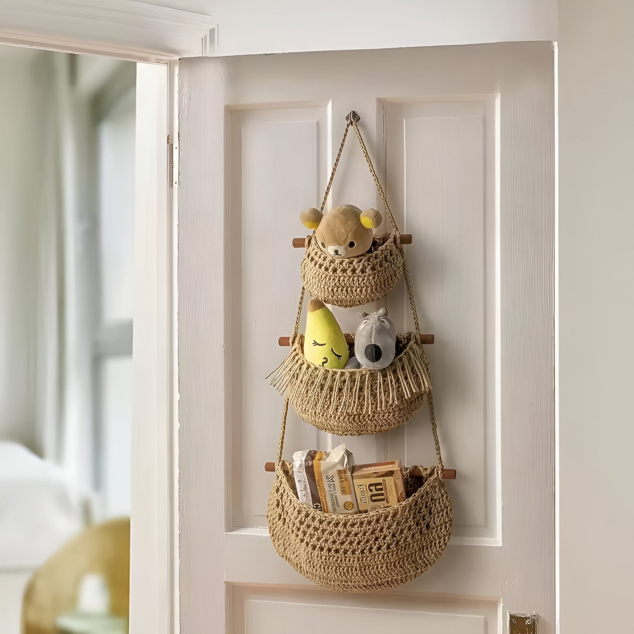 Mila | 3-etagers hængende frugtkurv i jute - - house & garden - {{ product_tags }