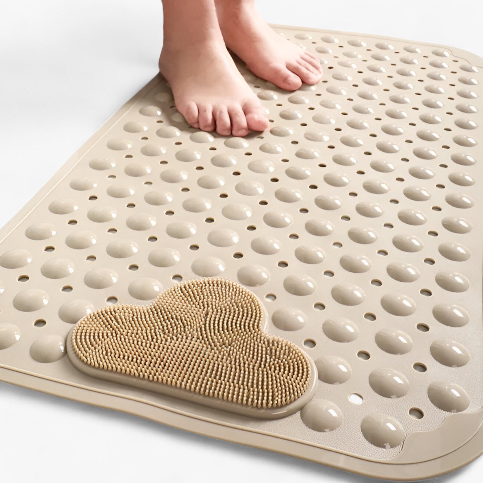 home & garden : SafeStep - Rechthoekige Badmat - Zachte en Veilige Douche-Ervaring in Khaki van Pantino