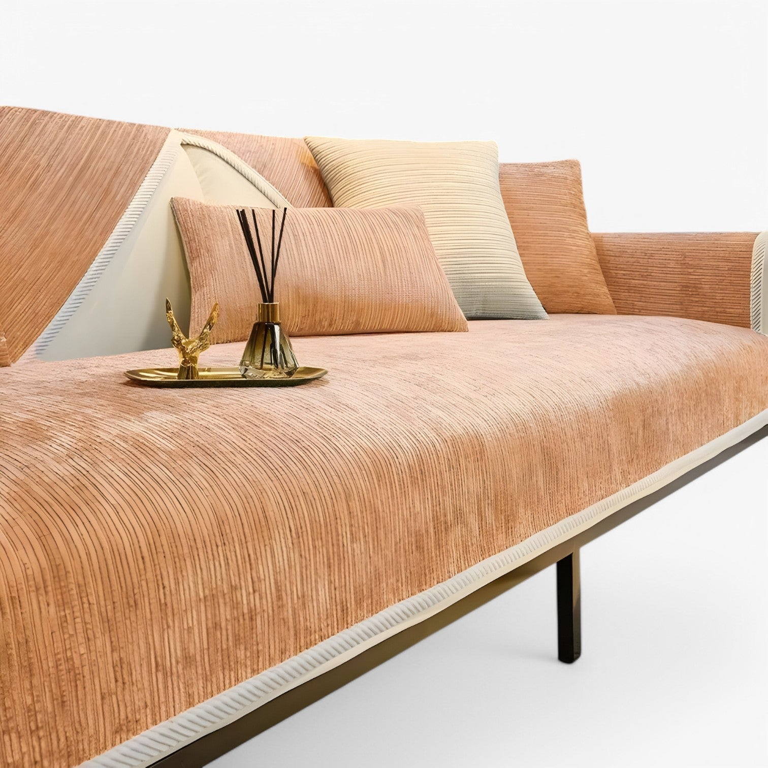Cade | Stribet Chenille Sofabetræk - Beskytter & Udsmykker Din Sofa - orange - house & garden - {{ product_tags }