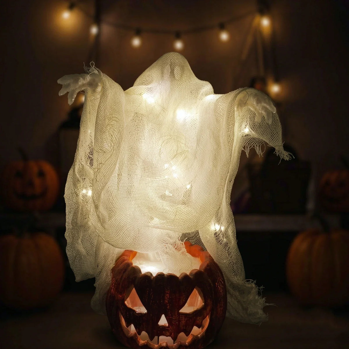 Giant Glowing Ghost Pumpkin Lamp LED - 130cm