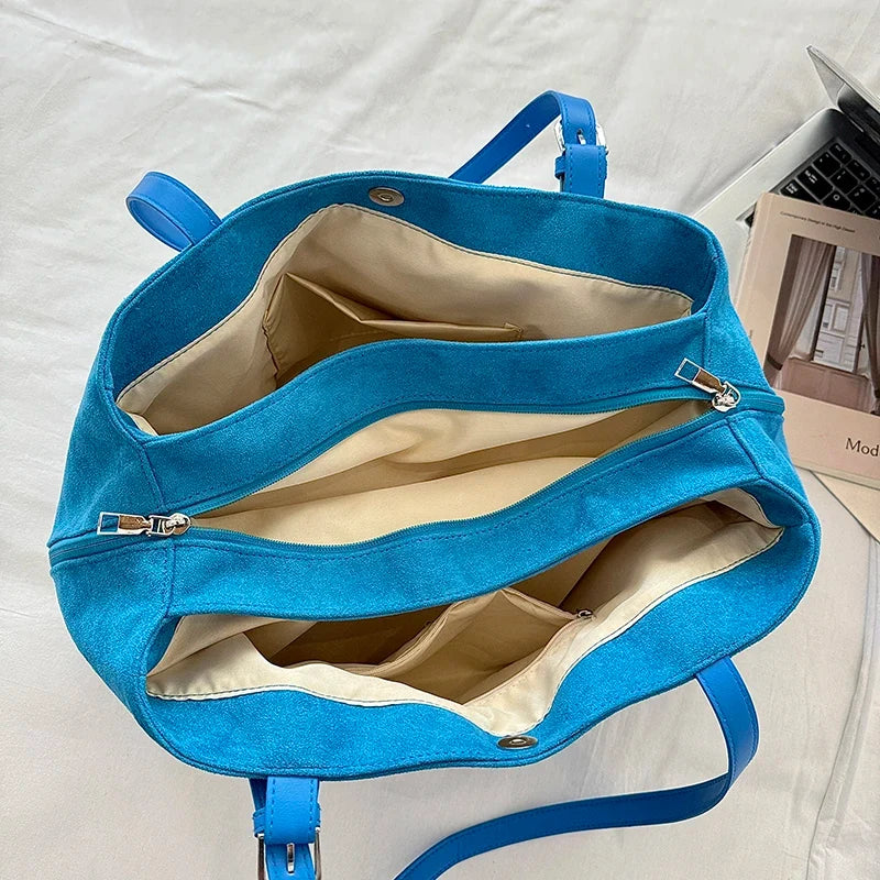 Soft Suede Tote Bag – Minimalist Everyday Shoulder Bag