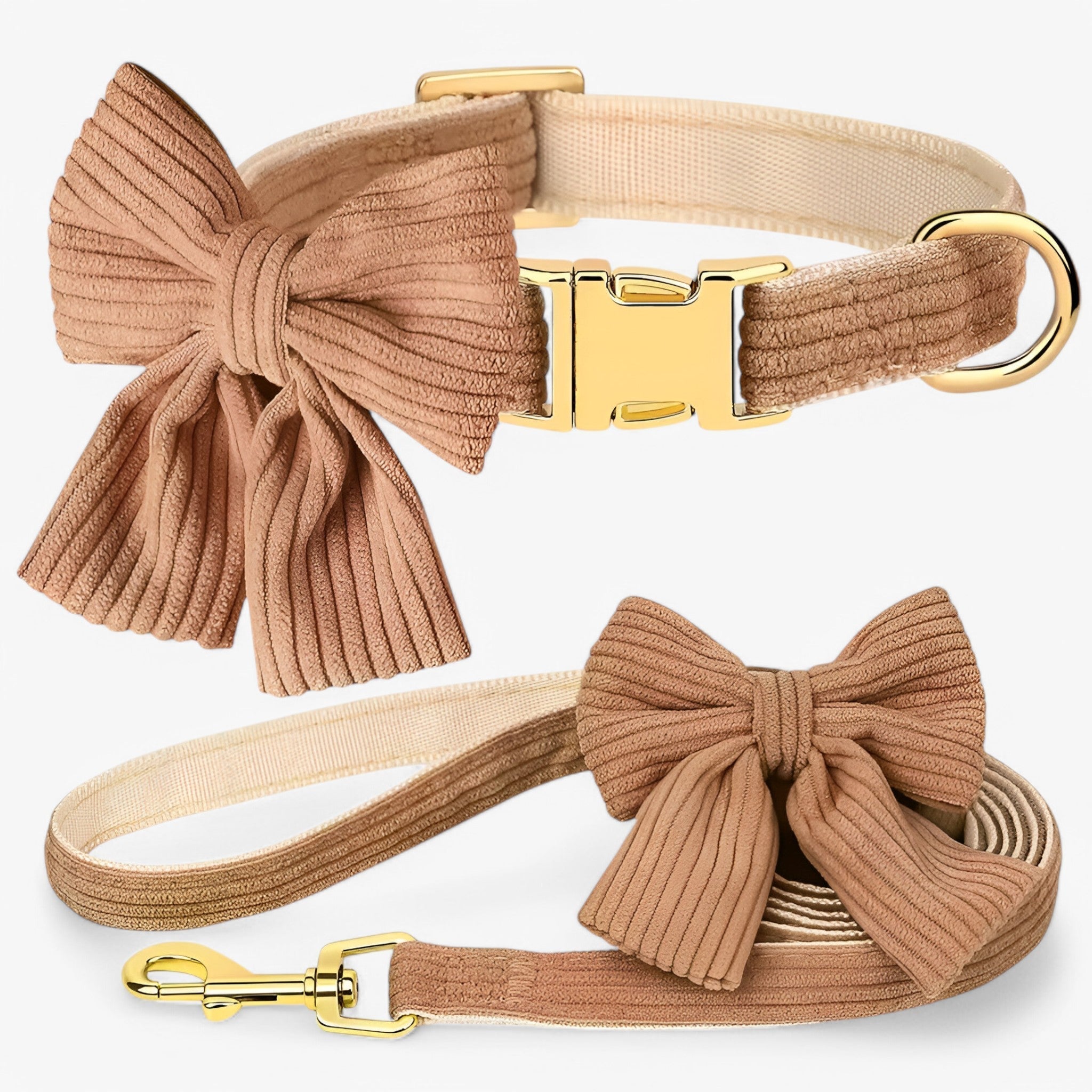 Luna | Sød Lyserød Halsbånd og Snor Sæt til Små og Mellemstore Hunde - Brun - other - {{ product_tags }