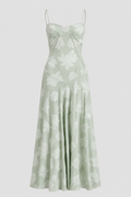Sleeveless Seamed Bodice Floral Dress