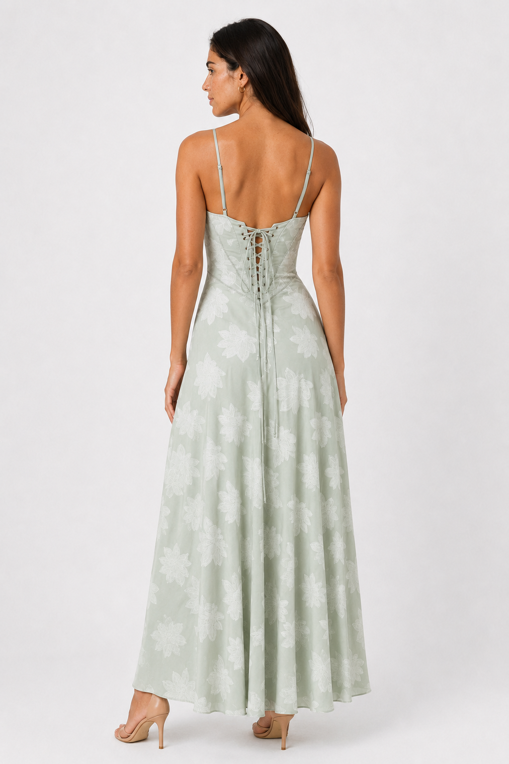 Sleeveless Seamed Bodice Floral Dress