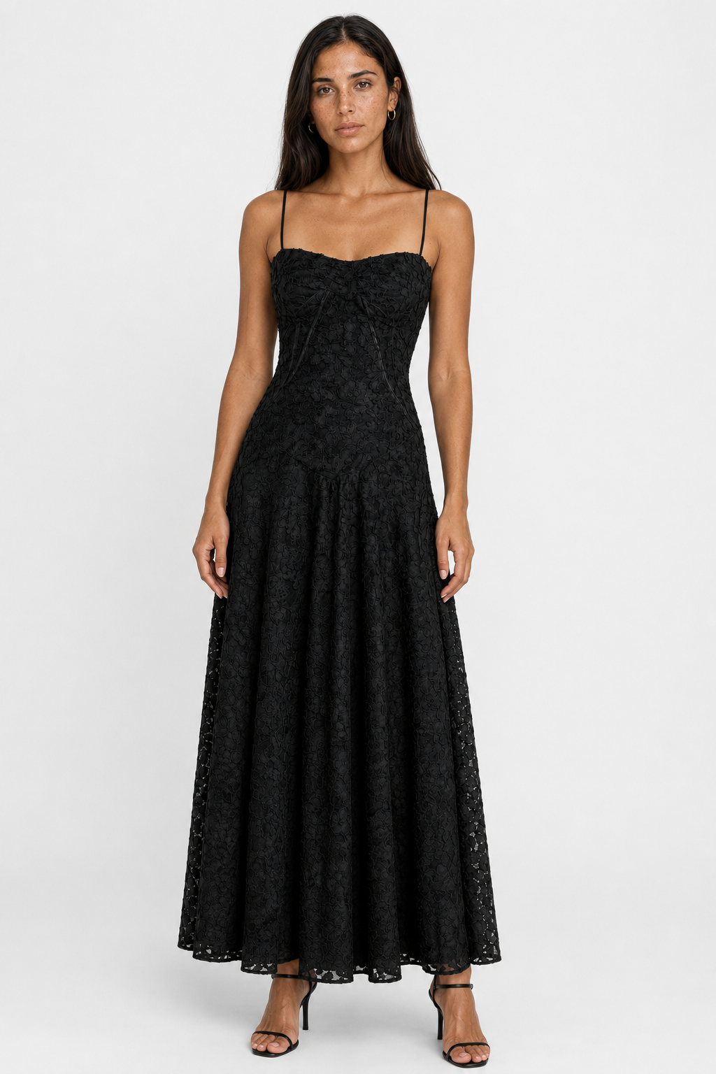 Sleeveless Sweetheart Dress with Structured Lace-Up Back