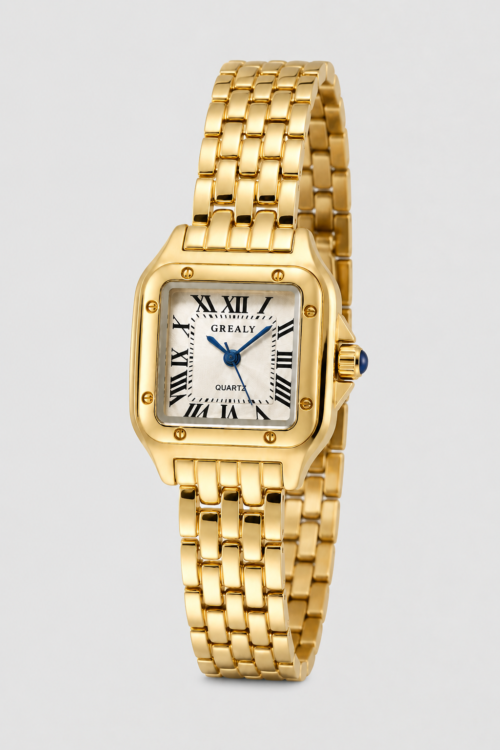 Square Women's Watch with Roman Numerals - Elegant Quartz Design
