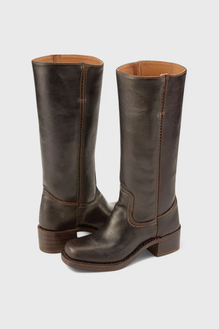 Women's Knee-High Leather Boots with Heel