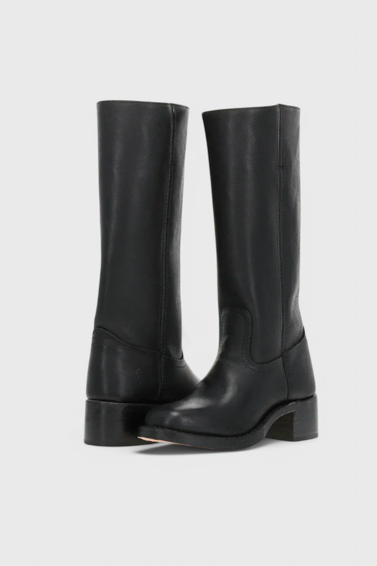 Women's Knee-High Leather Boots with Heel
