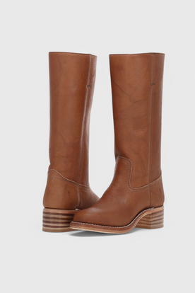 Women's Knee-High Leather Boots with Heel
