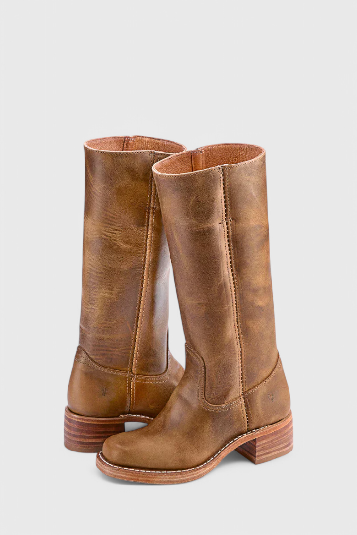 Women's Knee-High Leather Boots with Heel