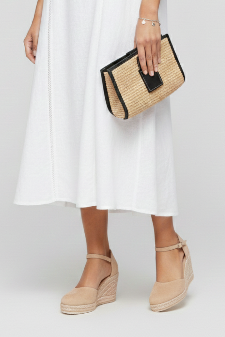 Women's Wedge Shoes with Closed Toe and Ankle Strap in Black - View 6.0 | Roselva