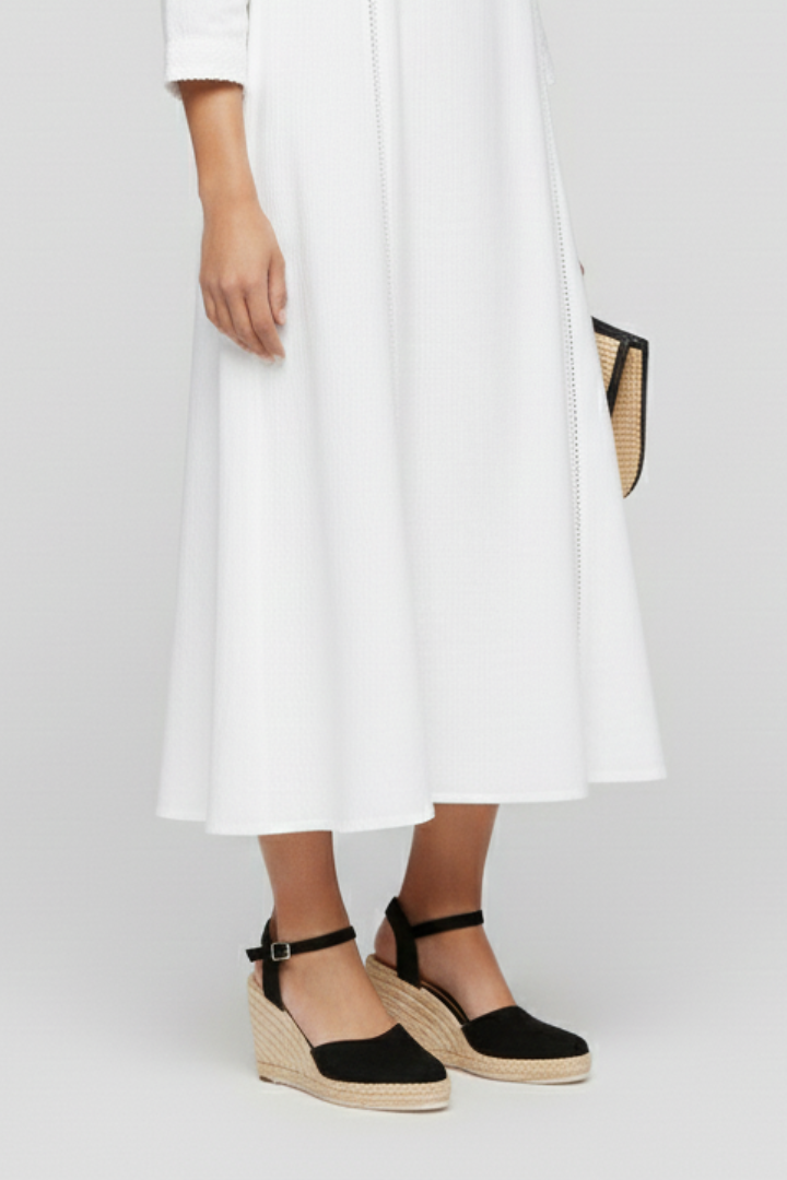 Women's Wedge Shoes with Closed Toe and Ankle Strap in Black - View 3.0 | Roselva