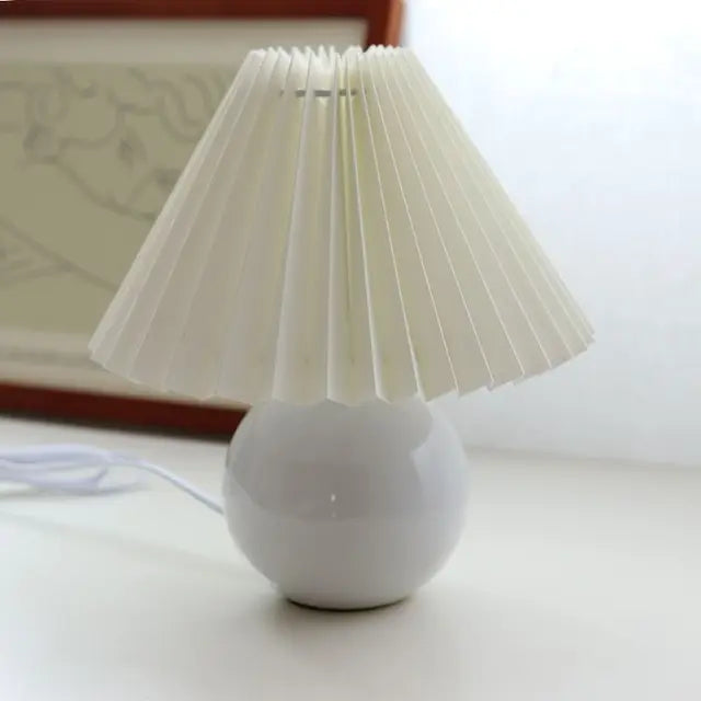 Vintage Heritage Table Lamp - Pleated Shade Nightstand Light