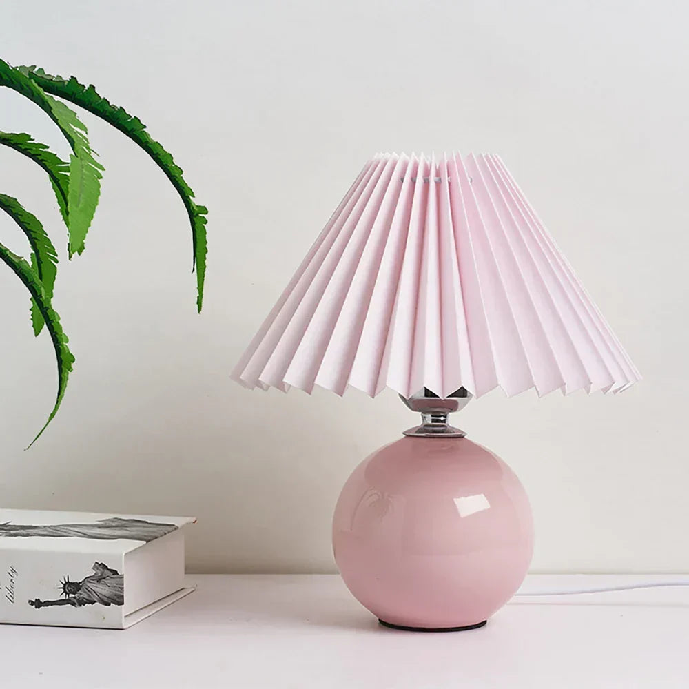 Vintage Heritage Table Lamp - Pleated Shade Nightstand Light