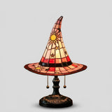 Witch Hat Stained Glass Lamp - Handcrafted Warm Light