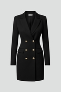 Women's Blazer Dress with V-Neck and Double-Breasted