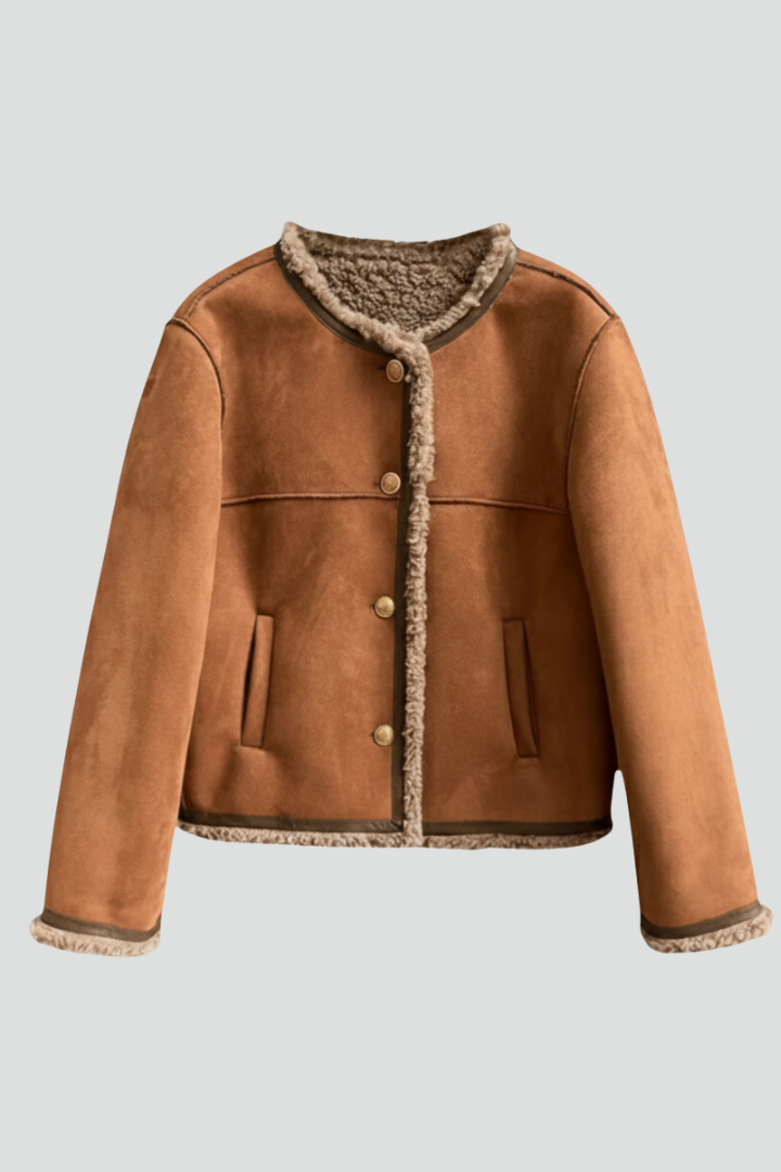 Women's Jacket with Classic Cut and Minimalist Style in Brown | Roselva