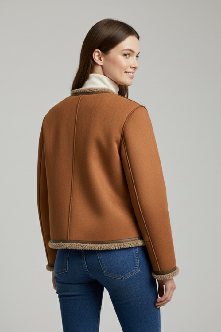 Women's Jacket with Classic Cut and Minimalist Style in Brown - View 4.0 | Roselva