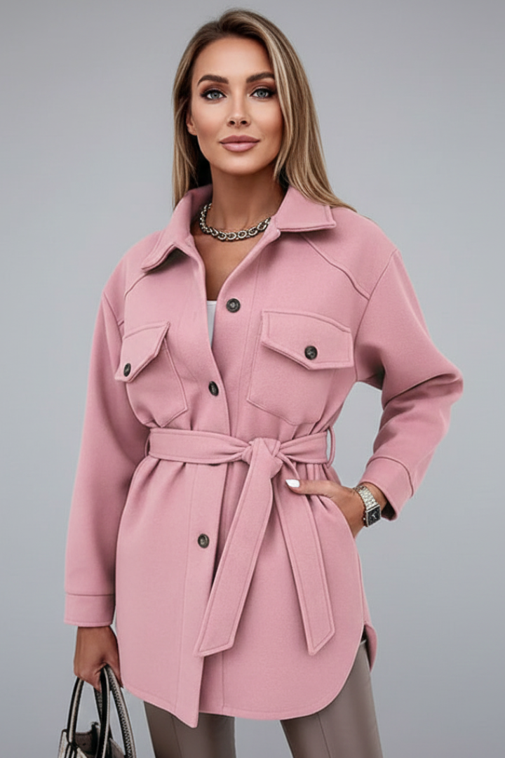 Women's Shirt Jacket with Collar and Straight Cut in White - View 11.0 | Roselva