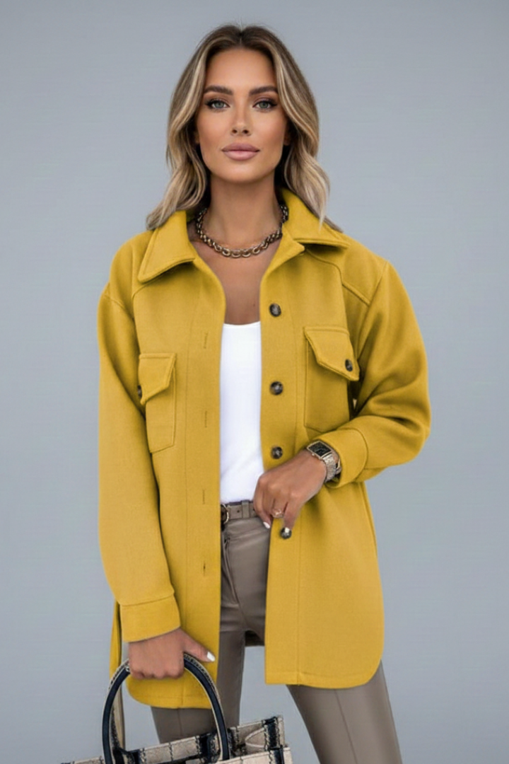 Women's Shirt Jacket with Collar and Straight Cut in White - View 10.0 | Roselva