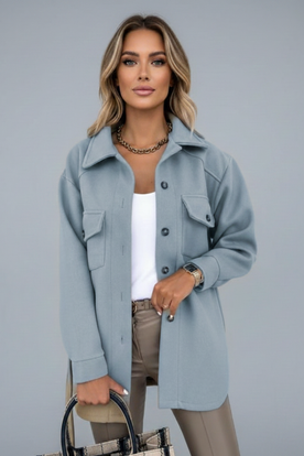 Women's Shirt Jacket with Collar and Straight Cut in White - View 8.0 | Roselva