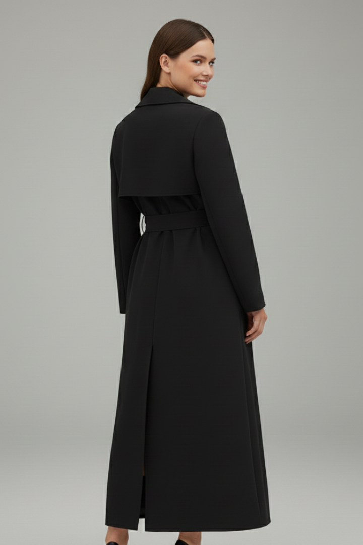 Women's Trench Coat with Belt in Black - View 4.0 | Roselva