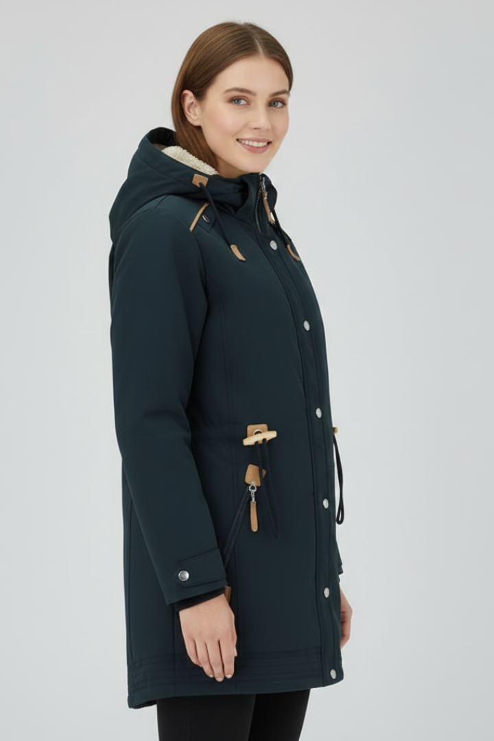 Women's Hooded Parka in Navy - View 5.0 | Roselva