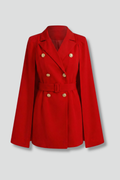 Women's Blazer Dress with Double-Breasted Buttons and Belt