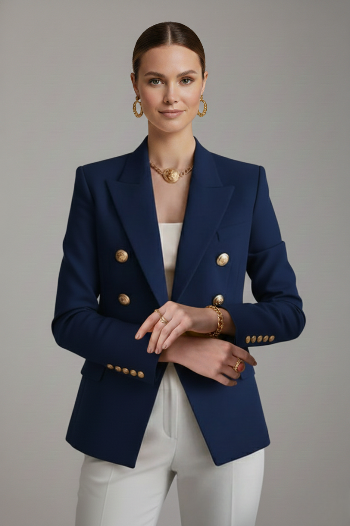 Women's Blazer with Double-Breasted and Gold Buttons