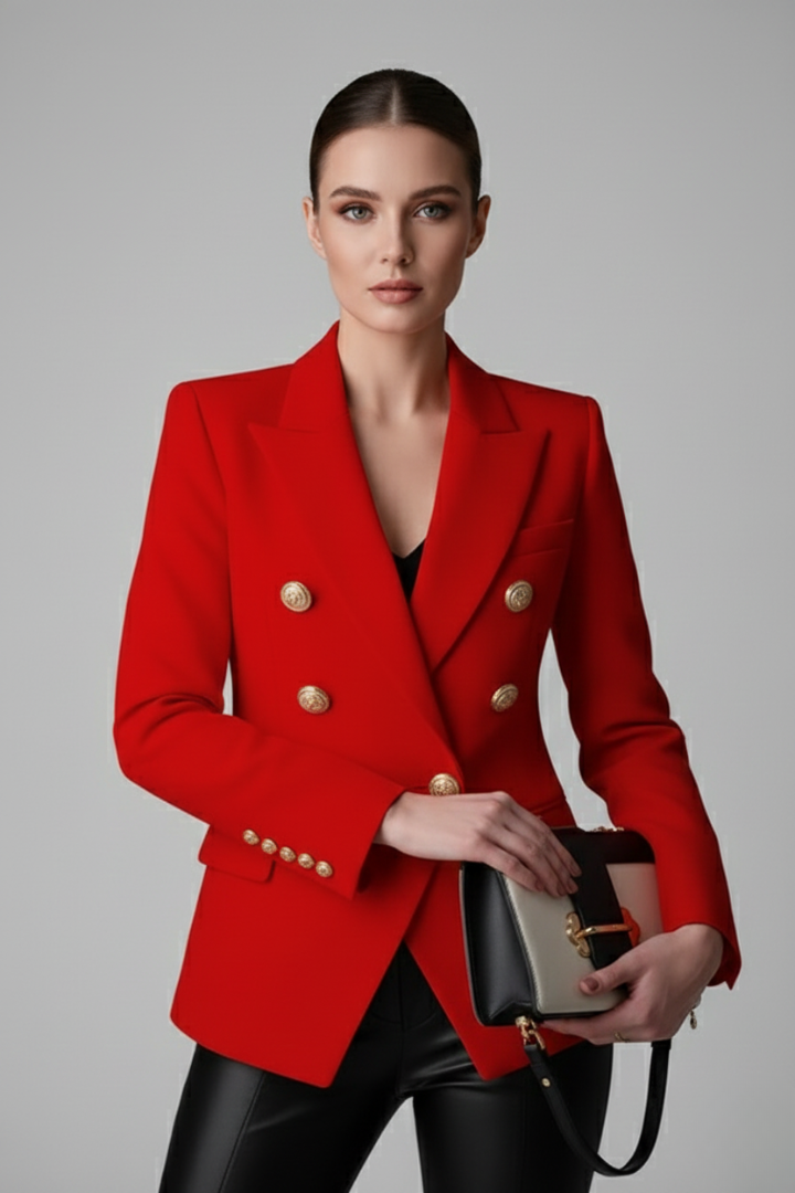 Women's Blazer with Double-Breasted and Gold Buttons