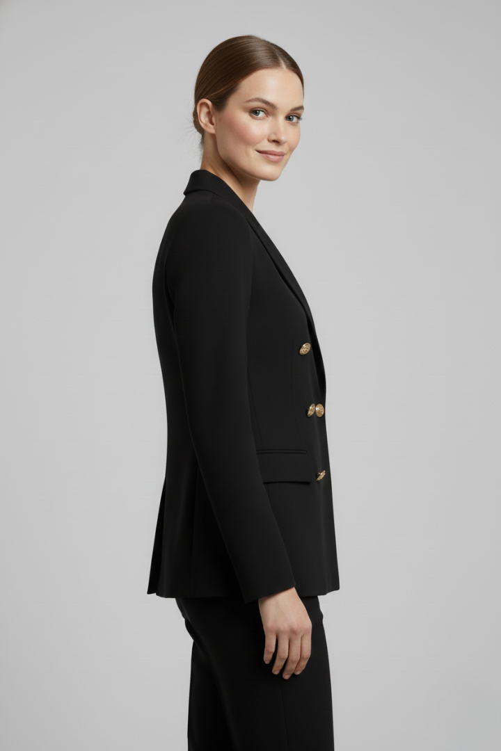 Women's Blazer with Double-Breasted and Gold Buttons